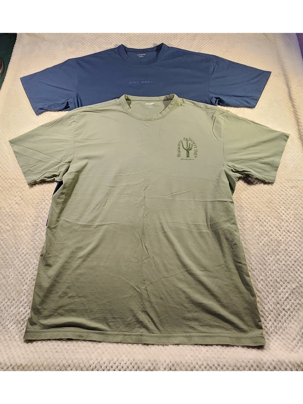 Lot of 2 Old Navy Men's Crew Neck Tees - Olive Green and Navy